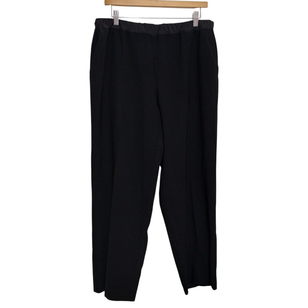 St. John Caviar Cropped Pants Trouser Women's 14 Pull On Elastic Waist Pockets‎